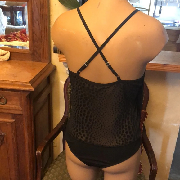 Bebe Mesh Wrap velvet printed bodysuit S - Picture 4 of 4